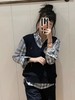 D121170绞花V领情侣针织复古毛衣马甲背心 商品缩略图10