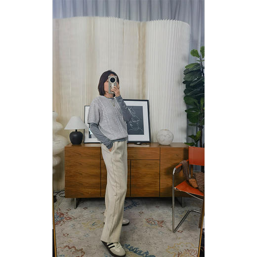 无惧左右 拼色腰香蕉裤 醋酸羊毛 厚实抗寒 宽松结构感款卫衣长裤 高性价比 商品图0