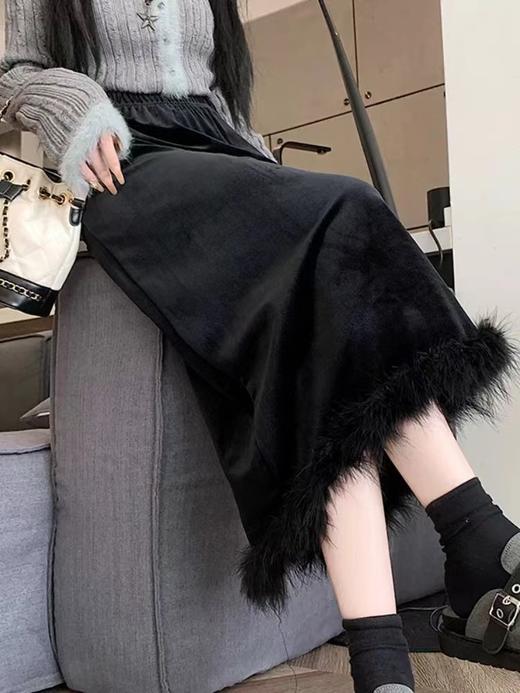 D121146时尚百搭加绒拼接半身裙女秋冬装气质显瘦直筒裙子 商品图9