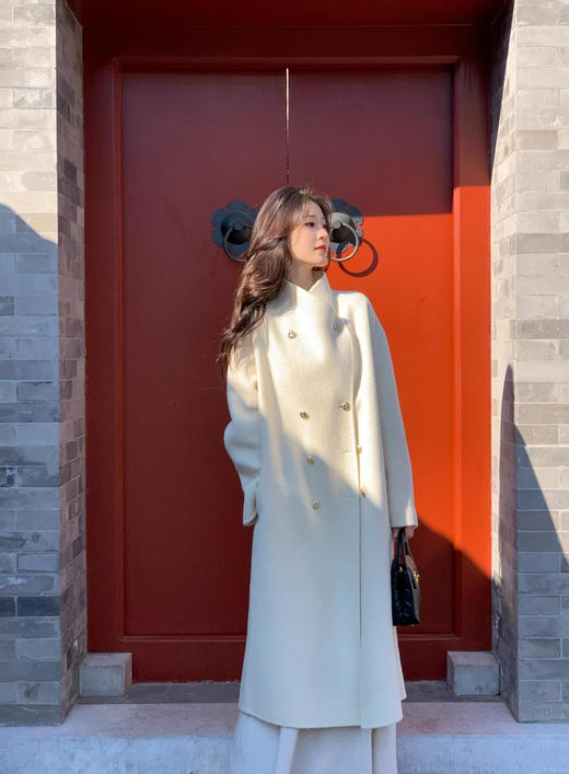 高端双面羊毛大衣95%绵羊毛➕5%羊驼绒双排金扣大衣 商品图1