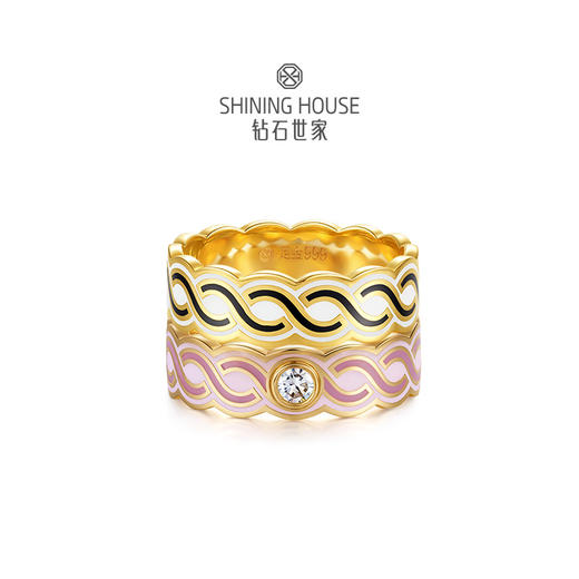 【无限】【花样琅漫】钻石世家 花样琅漫·无限系列 足金镶钻挂坠 足金镶钻戒指情侣戒 足金耳饰  德国黄金工艺手工拍平珐琅结合【不含链子】【黄金产品不支持无理由退换货】预计3天发货 商品图4