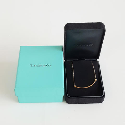【95新】Tiffany & Co.蒂芙尼Tiffany T 系列小号玫瑰金笑脸Smile项链 链长约45cm女士 071225NJT31 商品图1
