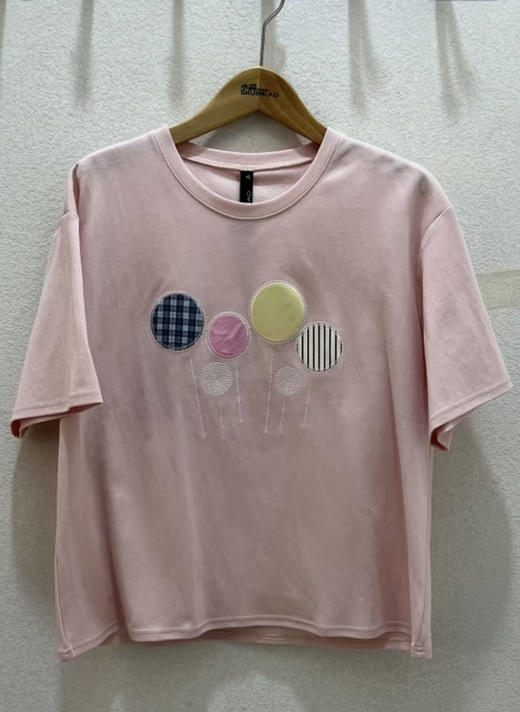 水淼2026春新款纯棉贴补气球印花短袖2543 商品图3