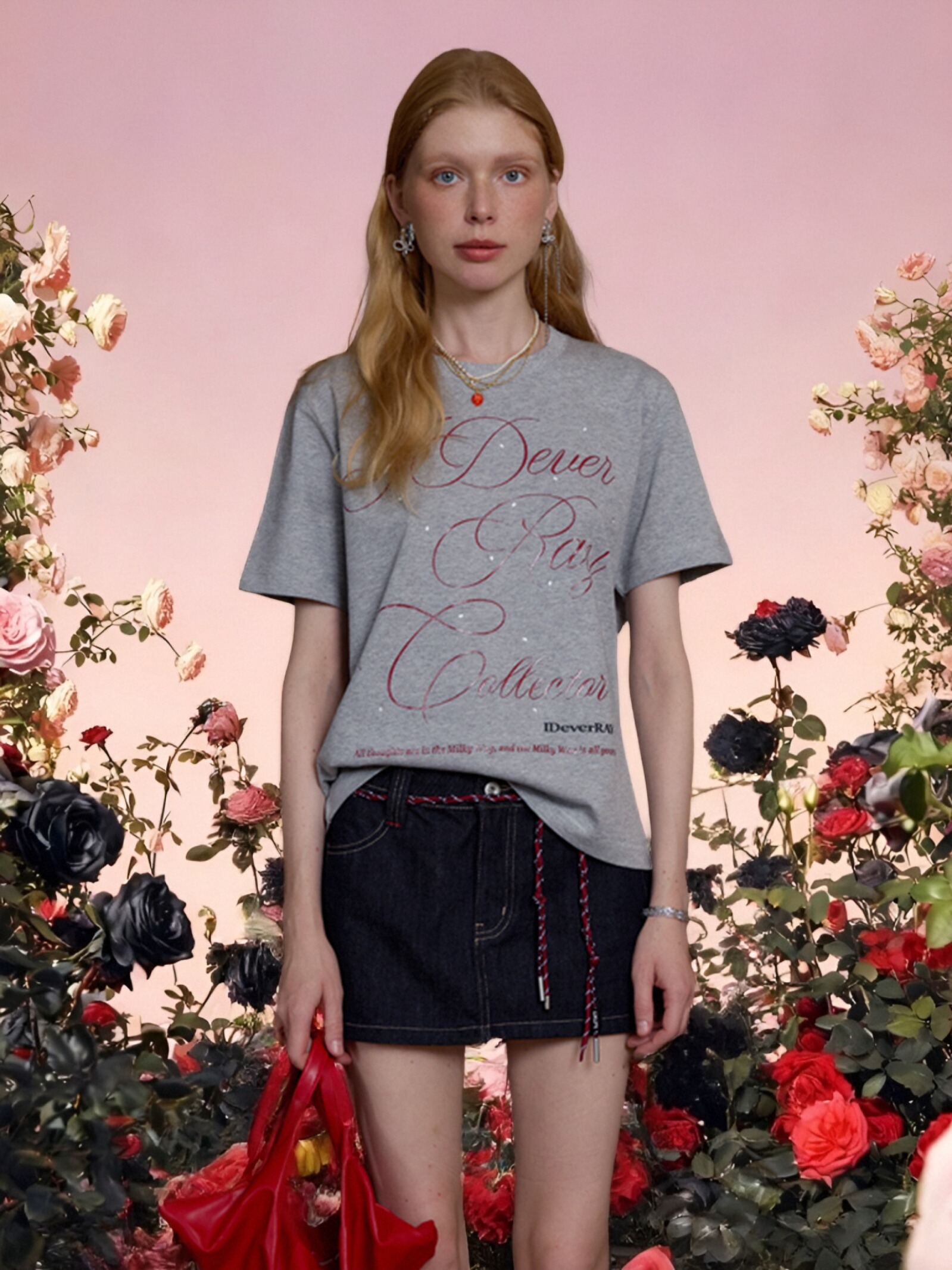 【女版型】IDEVERRAY美式复古宽松短袖t恤女2025夏季新款纯棉轻奢设计感上衣