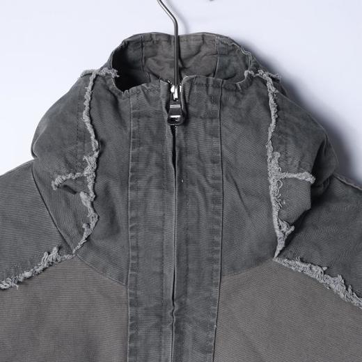 SDSA秋冬新款痞帅男装重磅高街拼接撞色废土风做旧夹克连帽棉衣 商品图1