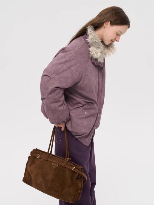 local tag/lt25awk45/水洗质感温暖慕斯毛领花苞棉服 商品图2