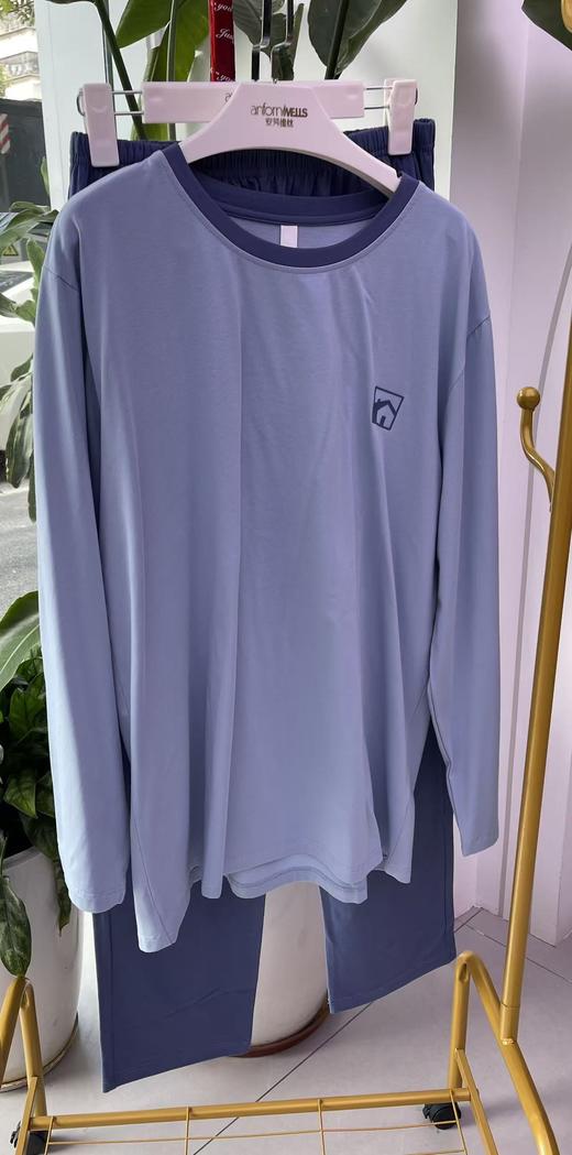 长袖长裤丝光棉圆领套装男款睡衣舒适透气1415344 商品图2