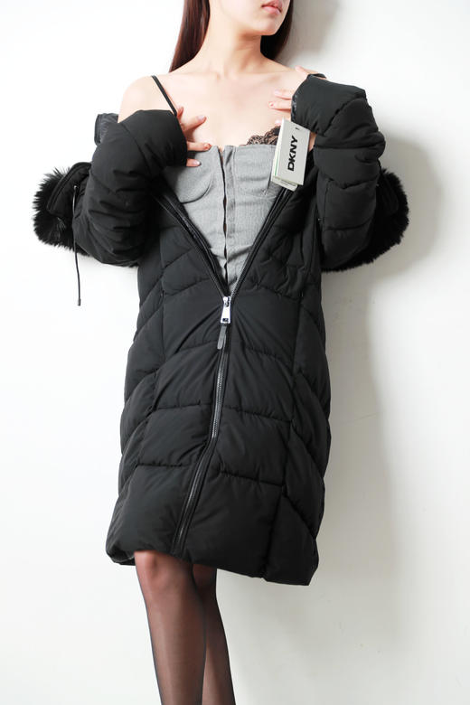 气质女神款！！又仙又欲の大毛领中长款风衣衍缝棉服外套A121268 商品图7