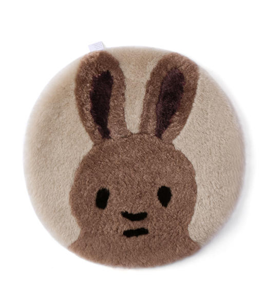 【澳洲品牌】EVERAU      纯羊毛椅垫小垫沙发垫坐垫羊剪绒短毛餐椅垫 小兔敲门圆形座垫冬季羊皮椅垫EAZ066 商品图0