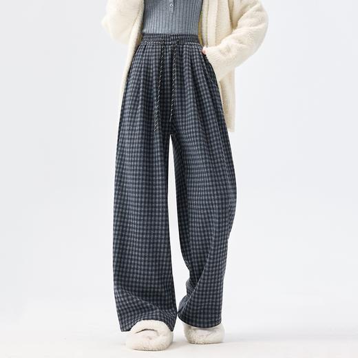冬季必入！『复古の棋盘格阔腿裤』细腻密绒 触感更舒适 高腰松紧抽绳设计 弯腿救星 遮肉显腿长 百搭不挑人！！ 商品图7