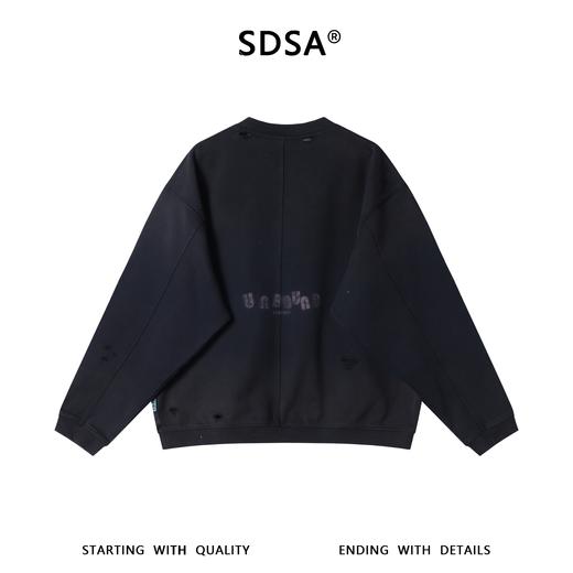 SDSA男士秋冬新款痞帅男装韩版潮牌磨破圆领卫衣百搭套头上衣宽松 商品图4