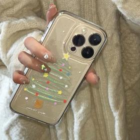 【简约精致时尚❗️节日仪式感】趣味圣诞树适用苹果16PROMAX手机壳iPhone15透明14防摔13软壳12潮。jb