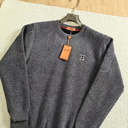 D121130秋冬加绒加厚设计胸前刺绣Logo圆领毛衣男款 商品图9