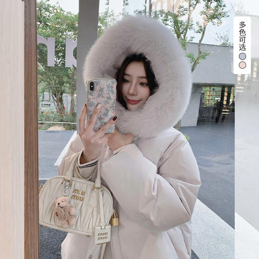西遇狐狸大毛领连帽棉服女冬季新款韩系宽松加厚保暖外套SS051954 商品图0