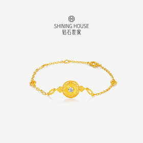 【巳来运转系列】钻石世家 如意罗盘手链 足金手链 以象征财运富贵长寿的灵蛇纹融入吉祥元素，黄金与闪耀钻石的时尚设计蕴藏金蛇庇护，蛇来运转的巧思【黄金产品不支持无理由退换货】预计3-5天发货