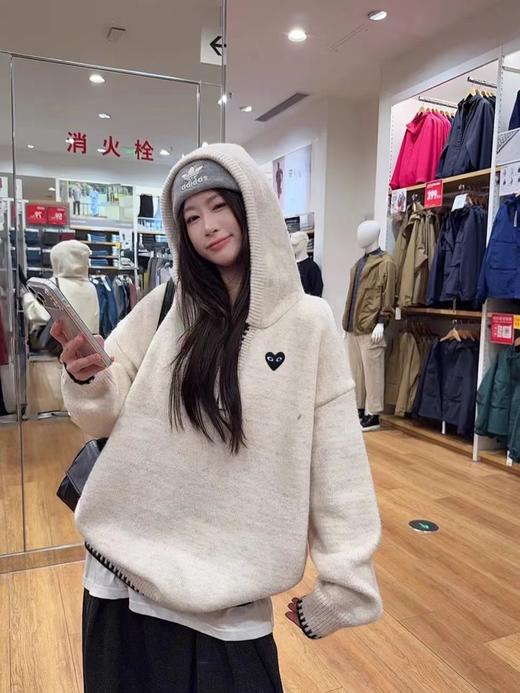 D121106秋冬oversize版型半拉链连帽针织卫衣女 商品图8