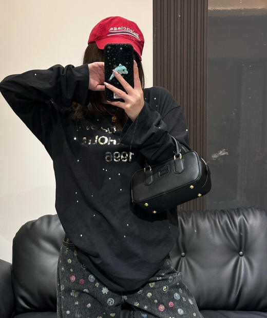 𝟐𝟓𝐀𝐜𝐧𝐞镜面烫钻长T恤打底衫𝟏𝟗𝟗𝟔闪银限定121106 商品图3