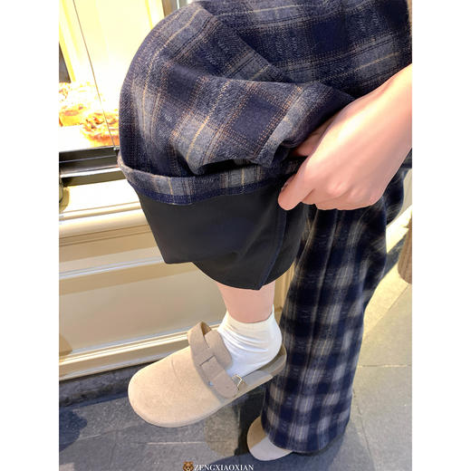 <曾小咸推荐>韩系复古格子阔腿休闲裤 商品图2