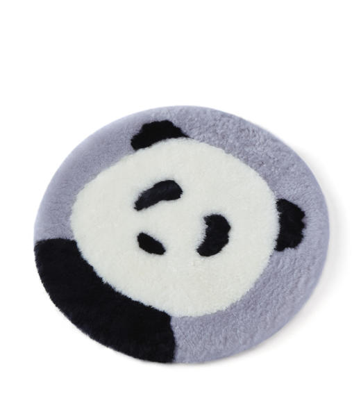 【澳洲品牌】EVERAU    纯羊毛椅垫小垫沙发垫坐垫羊剪绒短毛餐椅垫 圆形座垫冬季羊皮椅垫 熊猫敲门坐垫EAZ064 商品图1