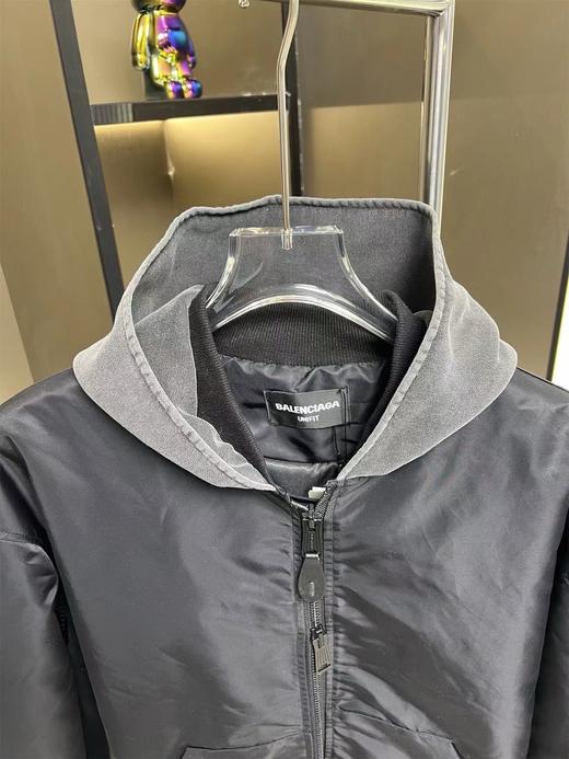 D121142新款双环拉链棉衣外套黑色飞行服夹克保暖外套 商品图7