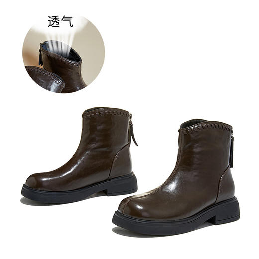 真皮马丁靴女2025秋冬新款百搭靴子女短靴休闲百搭瘦瘦靴时尚女靴 商品图3