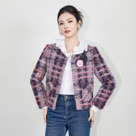 「高货wl」全新升级【铂金会员441/天猫589/差价148】(01120)洛诗琳气质小香风羽绒服2025冬季新款金丝粗花呢保暖外套