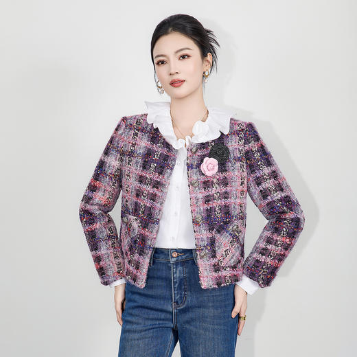 「高货wl」全新升级【铂金会员441/天猫589/差价148】(01120)洛诗琳气质小香风羽绒服2025冬季新款金丝粗花呢保暖外套 商品图0