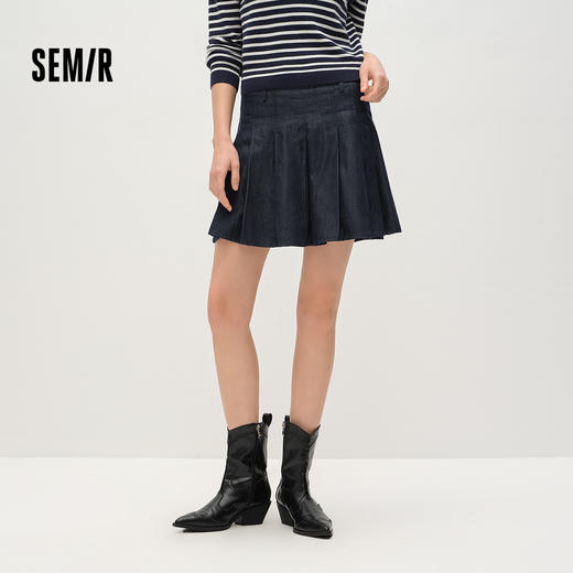 商场同款|森马牛仔半身裙女春季百褶裙2026新款俏皮辣妹简约短裙 商品图1