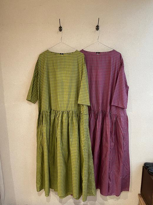 apuntob 格纹真丝连衣裙(覆盆子红格/青柠黄格) 商品图14