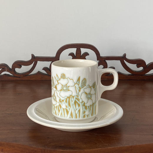 英国1970s Hornsea  Fleur鸢尾花瘦高咖啡杯碟2pcs 商品图0