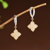 【四叶芳华】S925银镀金菱形格镶和田玉耳钉【SCH-TRS31835】 商品缩略图2
