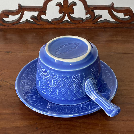 英国 Staffordshire 蓝色手柄咖啡杯碟2pcs B0308 商品图1