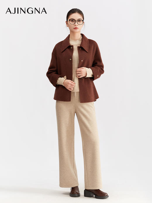 【商场同款】阿菁娜冬季新款复古大翻领短外套微阔版型A30D511029 商品图0