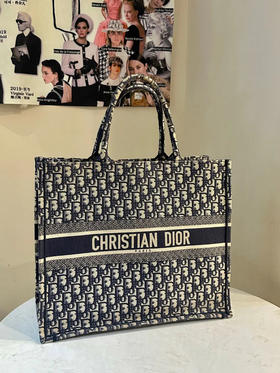 Dior 大号 蓝色 老花 刺绣 booktote 托特包