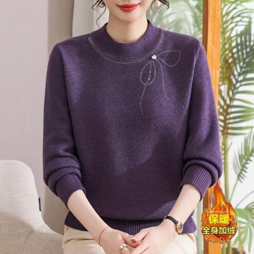【柔软亲肤面料细腻❗️优雅简约时尚不凡】冬季妈妈装加绒毛衣加厚女士针织衫一体绒保暖上衣洋气婆婆打底衫。jb 商品图1