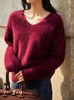 进口拉绒工艺无缝一体礼挚V领羊绒拉绒羊毛衫 商品缩略图5