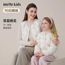 【鹅绒】儿童羽绒服2025秋冬新款女童背心轻薄新中式国风绣花马甲