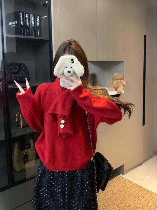 【爆款合红色新年毛衣合集】独特的编织花纹，精致的领口袖口细节，不仅展现出优雅气质，更彰显时尚品味-QZDZMY 商品图8