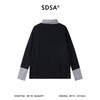 SDSA男士秋冬新款痞帅男装韩版拼接撞色可翻高领长袖T恤百搭时尚 商品缩略图4