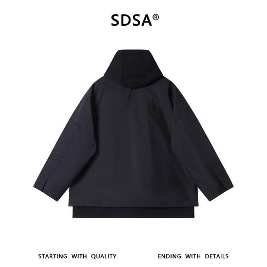 SDSA男士秋冬新款痞帅男装小众羽绒服拼接假两件百搭时尚连帽卫衣 商品图4