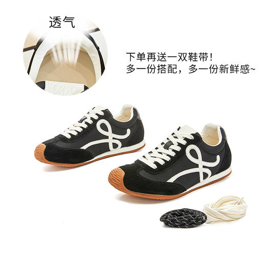 情侣款真皮阿甘鞋女2026春季新款运动小白鞋复古华夫鞋百搭德训鞋 商品图5