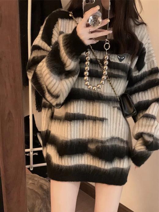 D121107新款糕级慵懒感马海毛圆领毛衣情侣款 商品图0