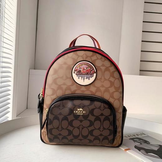 【品牌授权】【特惠】COACH/蔻驰 Court老花拼色大号中号双肩包旅行包 商品图6