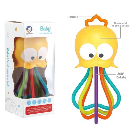 有趣的章鱼响铃 拨浪鼓感官 柔软出牙硅胶 婴儿玩具 商品图6
