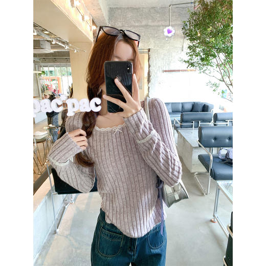 <曾小咸推荐>3.23现货秒杀 ！微信超特价！拼接蕾丝花边针织T恤 日常109.99 立减50 秒杀59.99！！ 商品图1