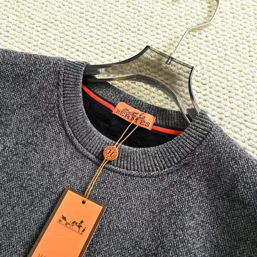 D121130秋冬加绒加厚设计胸前刺绣Logo圆领毛衣男款 商品图10