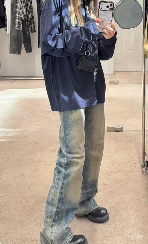 女款做旧牛仔裤长裤la001 商品图3