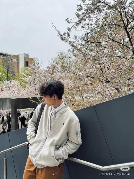 D121167小马刺绣Logo纯色棒球领长袖情侣秋冬拉链夹克外套 商品图11