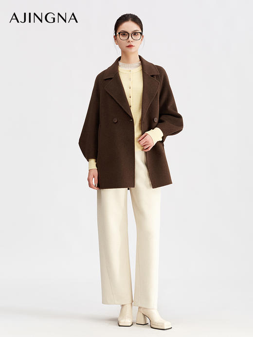 【商场同款】阿菁娜冬季新款极简松弛风外套落肩微阔袖包容身形柔坠感抗寒A30D511106 商品图1