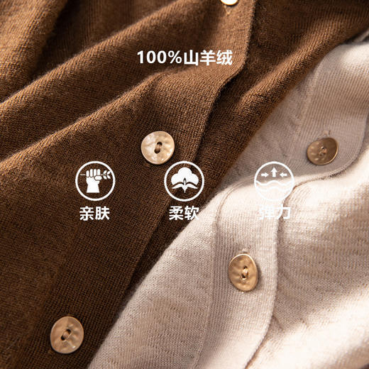 轻拥岁月~精纺100纯山羊绒开衫polo领长袖衬衫外套女CYR25162 商品图2